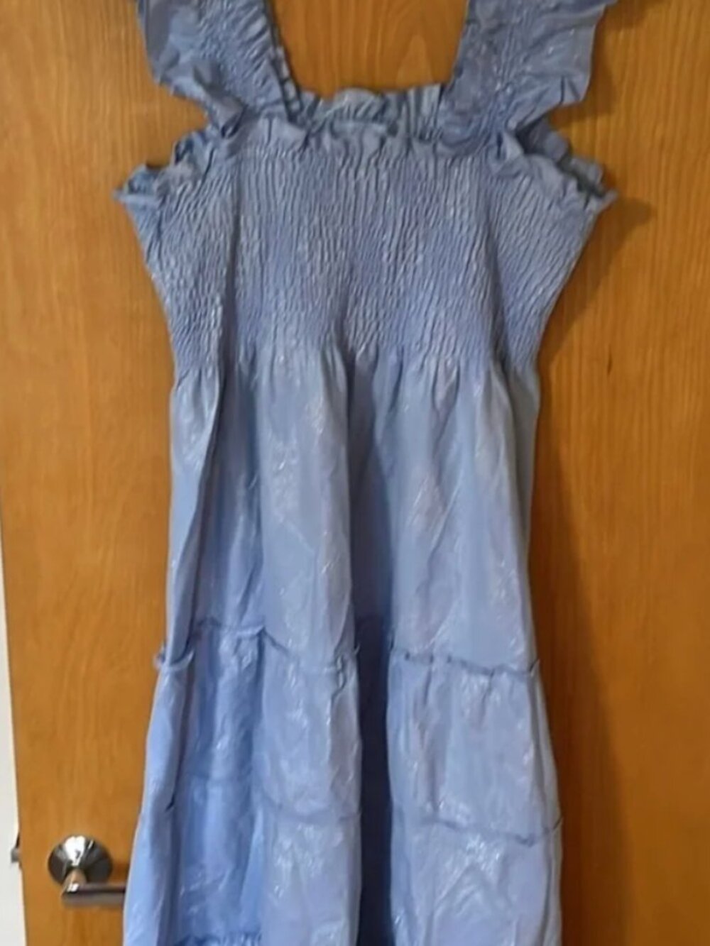 Hill House The Ellie Nap Dress in Light Blue Glitter Check XS
